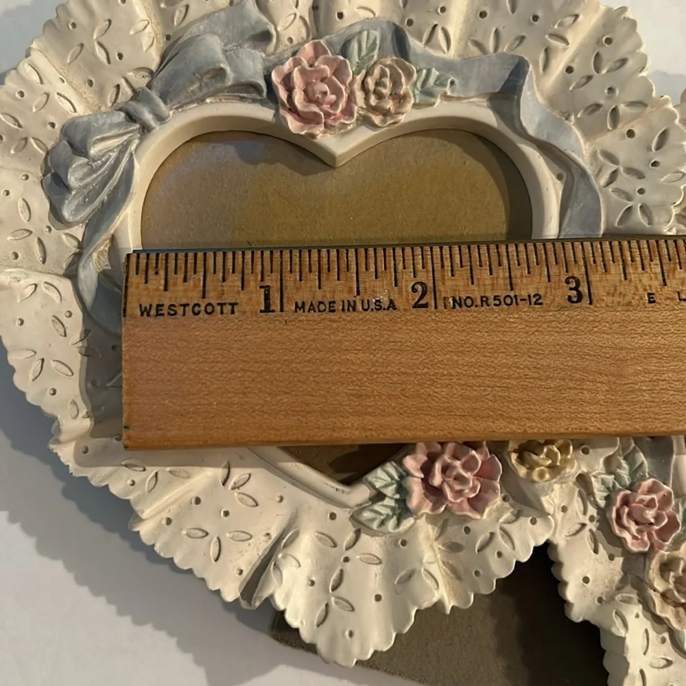 Figi Graphics Rose Romance double heart picture frame lace, ribbon and roses